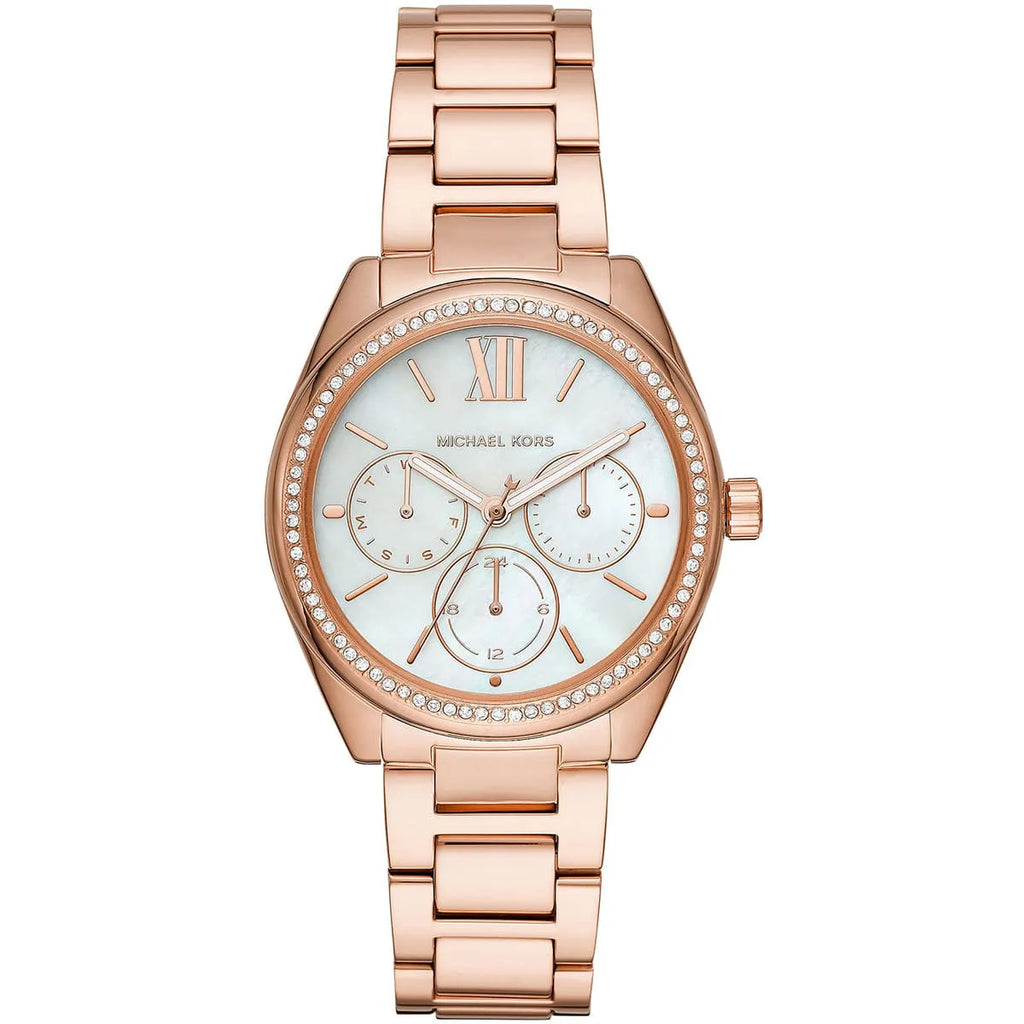 MICHAEL KORS Mini Janelle Pavé Rose Gold-Tone Watch mk7097
